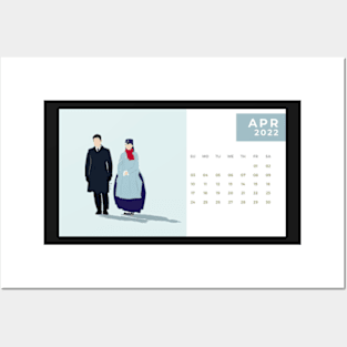 Calendar 2022 April with Korean Dramas Posters and Art